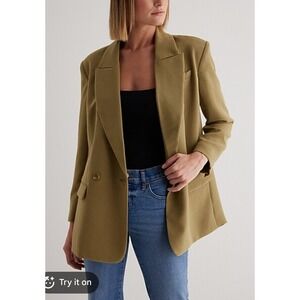 Womens Express Olive Green Oversized Double Breasted Blazer Size M